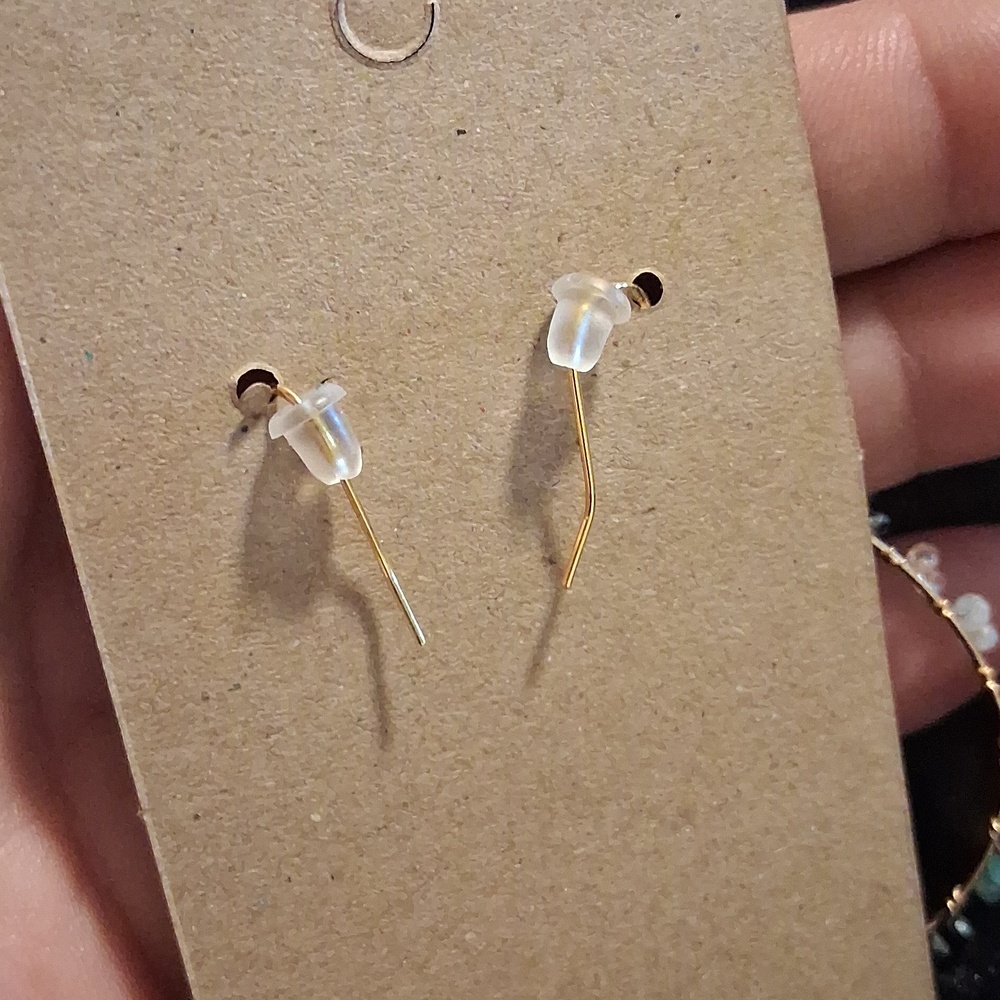 Gold and Multicolor Beaded Teardrop Earrings - Picture 5 of 6